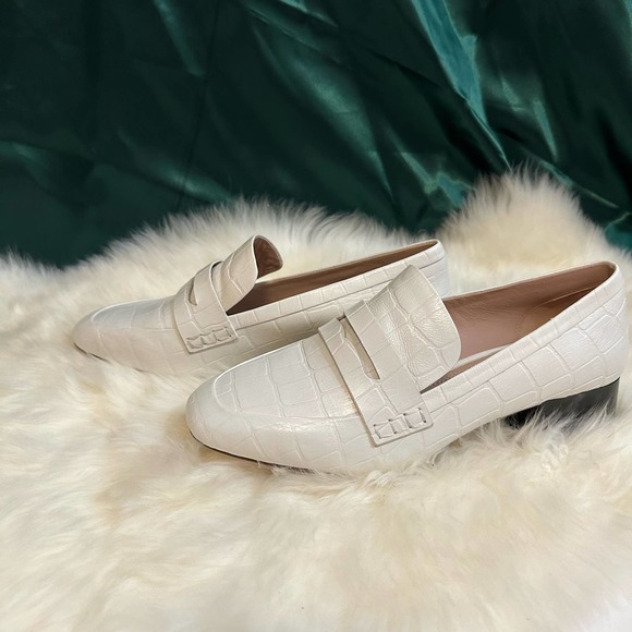 NEW AD & DAUGHTERS White Croc Print Penny Loafers. Size 9 - Picture 5 of 8